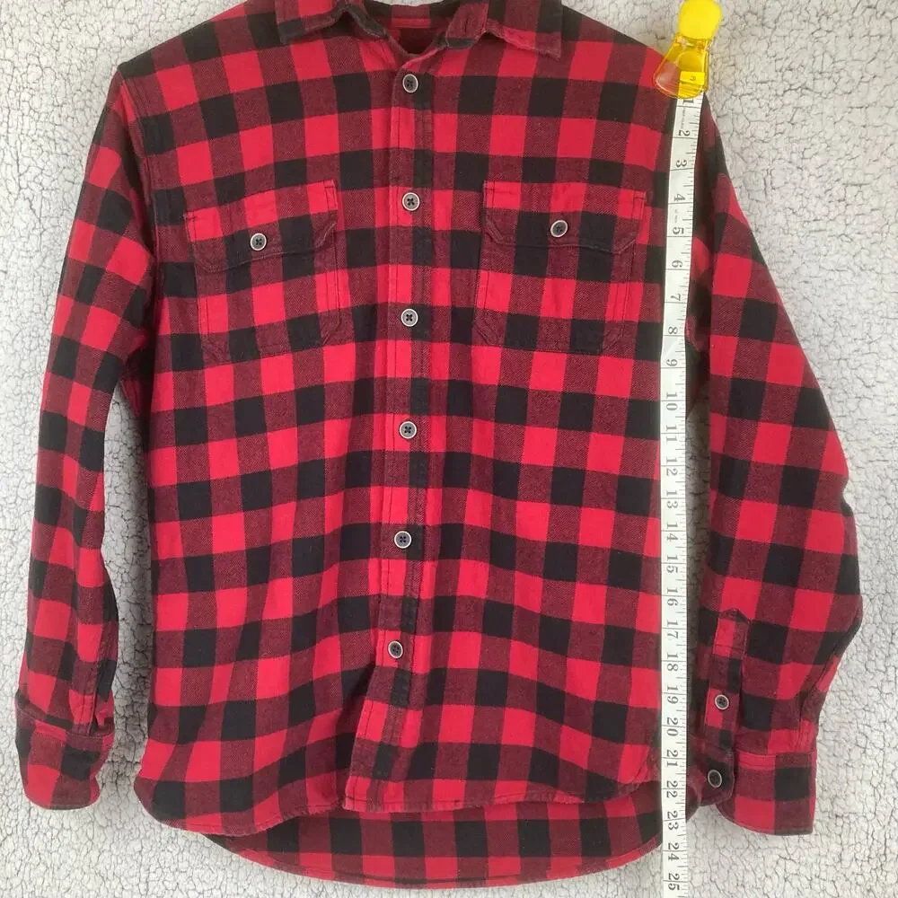 Jachs Button Shirt Mens M Red Black Plaid Thick Flannel Buffalo Check Lumberjack - Picture 10 of 11